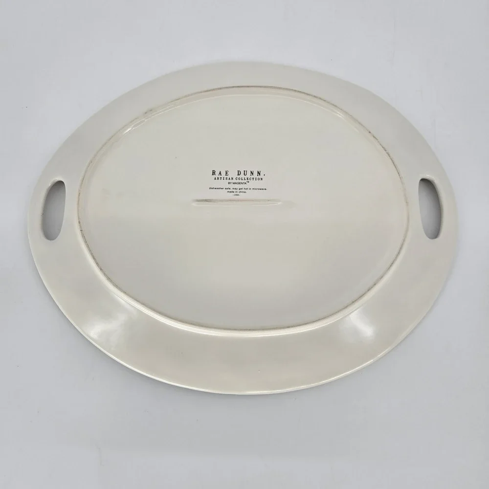 Rae Dunn Artisan Magenta Collection Oval Serving Platter Floral 15